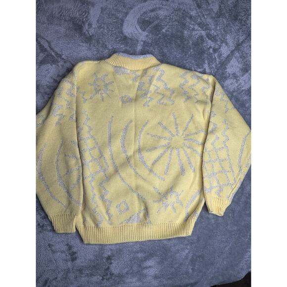Vintage 80s Girls Electric Knit Co Made In USA Yellow Geometric Sweater Size Med - Picture 10 of 10